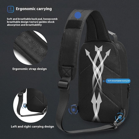 Men's Shoulder Messenger Multi-functional Fashion Leisure Crossbody Hard Shell Chest Bag - ANIBEY