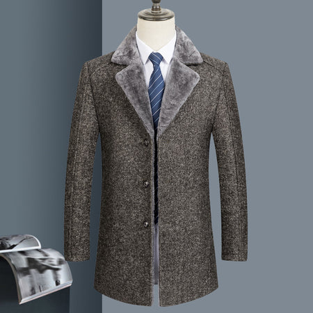 Woolen Coat Autumn And Winter Clothing Middle-aged Men's Lapel - ANIBEY