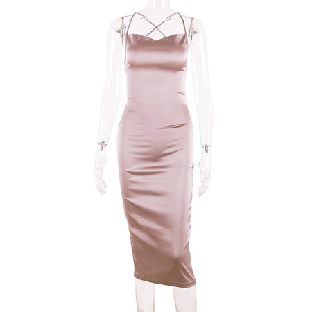 Sexy Sling Halter Lace-Up Tight-Fitting Hip Skirt - ANIBEY
