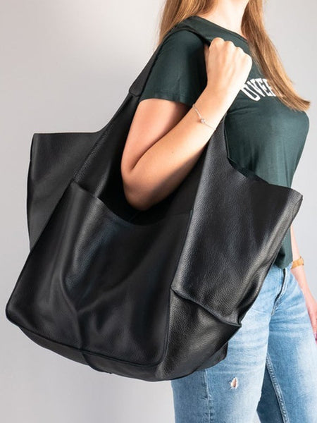 Soft Leather Large Capacity One-shoulder Tote Bag - ANIBEY