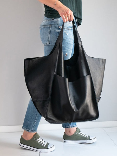 Soft Leather Large Capacity One-shoulder Tote Bag - ANIBEY