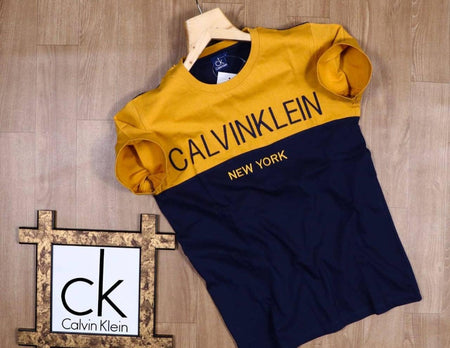 Regular Fit T-Shirt (Yellow & Blue, L) - ANIBEY