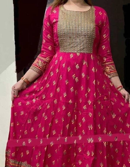 Rayon Printed Kurti for Women (Dark Ping, S) - ANIBEY