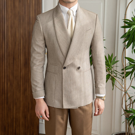 Double-breasted Tuxedo Suit Jacket For Men - ANIBEY