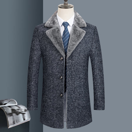 Woolen Coat Autumn And Winter Clothing Middle-aged Men's Lapel - ANIBEY