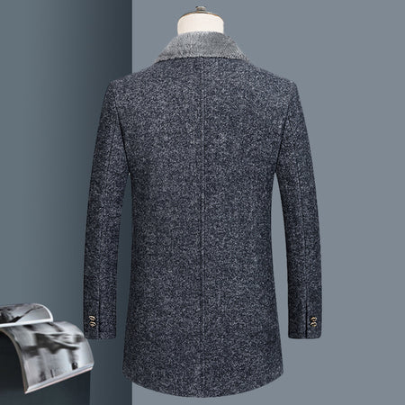 Woolen Coat Autumn And Winter Clothing Middle-aged Men's Lapel - ANIBEY