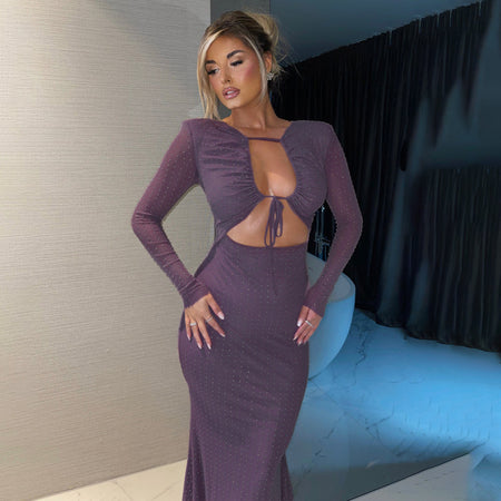 European And American Style Colorful Sequins Dress Sexy Cutout Strap - ANIBEY