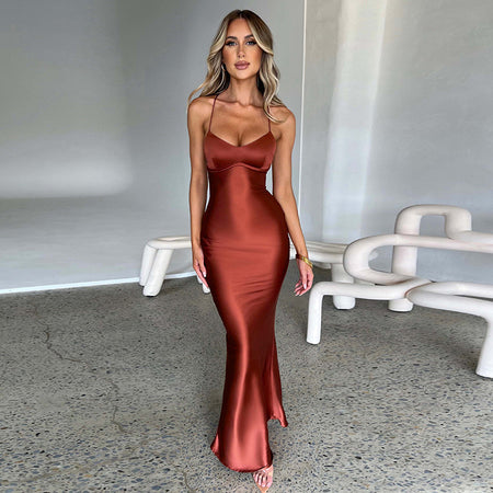 Hip Wrap Long Dress Slim Backless Waist - ANIBEY