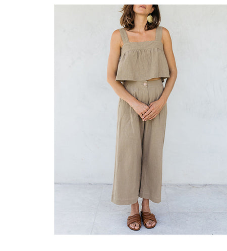 Women's Summer New Square Collar Strap Backless Special-interest Design Short Overall Dress Set - ANIBEY