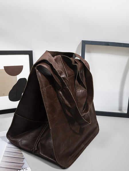 Simple Big Bag Soft Leather Large Capacity Shoulder Hand-held Tote - ANIBEY