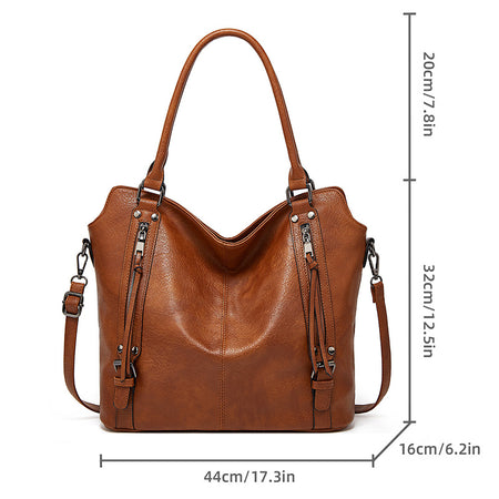 Double Zipper Design Tote Bag Large Capacity Shoulder Crossbody Bag For Women Handbags - ANIBEY