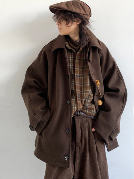 Woolen Raglan Sleeve Coat for Men - ANIBEY