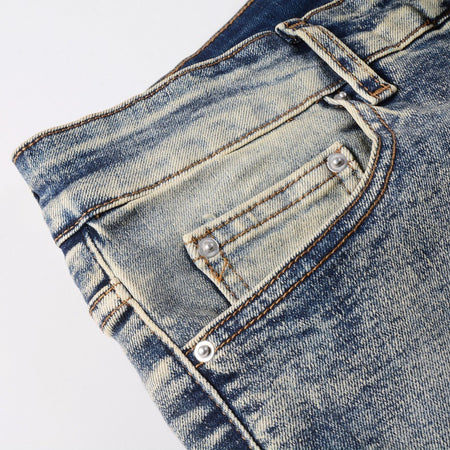 High Street Blue Five-pointed Star Stretch Slim Jeans - ANIBEY