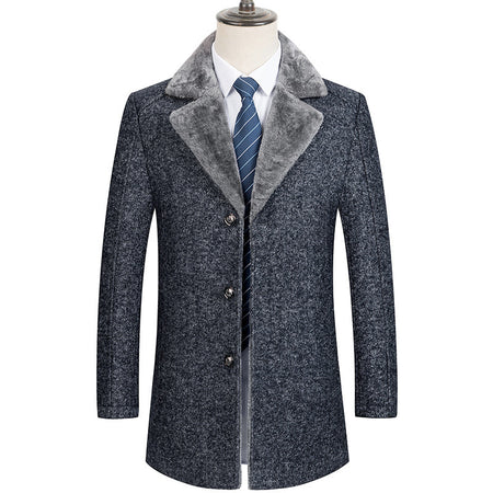Woolen Coat Autumn And Winter Clothing Middle-aged Men's Lapel - ANIBEY