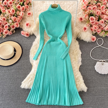 Women's Fashion All-match Solid Color Slim Fit Thin Over The Knee Woolen Skirt - ANIBEY