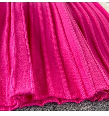 Women's Fashion All-match Solid Color Slim Fit Thin Over The Knee Woolen Skirt - ANIBEY