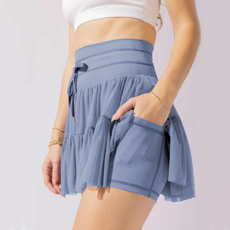 High Waist Dress Lace-up Sports Skirt With Anti-exposure Safety Pants Summer Fashion Pleated Skirt Womens Clothing - ANIBEY