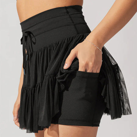 High Waist Dress Lace-up Sports Skirt With Anti-exposure Safety Pants Summer Fashion Pleated Skirt Womens Clothing - ANIBEY