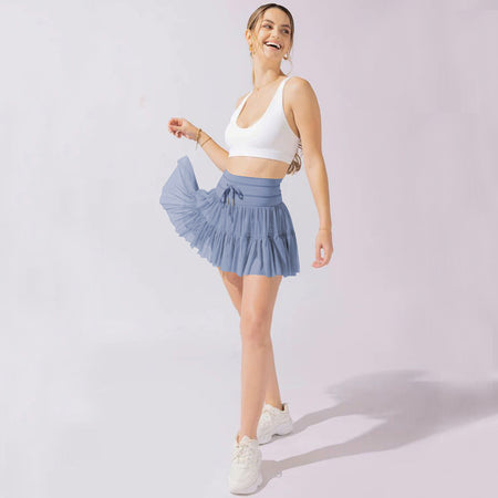 High Waist Dress Lace-up Sports Skirt With Anti-exposure Safety Pants Summer Fashion Pleated Skirt Womens Clothing - ANIBEY