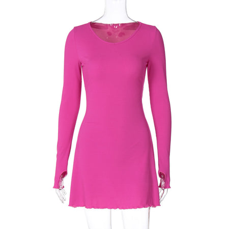 Minimalist Solid Color Back Lace-up Waist-controlled Dress - ANIBEY