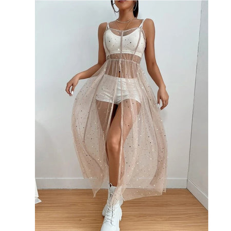 Sling Mesh Bikini Cover Up Dress Stars See Through Mesh Slim - ANIBEY