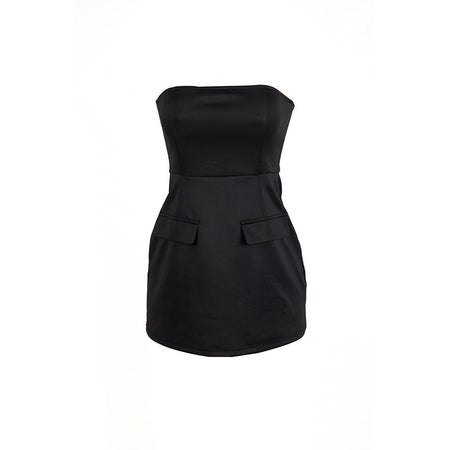 Summer New Solid Color Sleeveless Sexy Bandeau Slim-fit Dress - ANIBEY