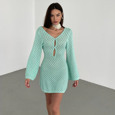 Women's Fashion Casual Solid Color Hollow Bikinumpsuit - ANIBEY