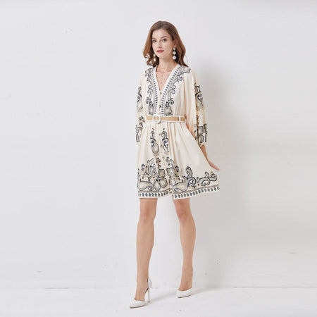 Women's Single-breasted Lantern Sleeve Design Niche Dress - ANIBEY