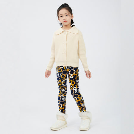 Girls' Autumn And Winter Thermal Base Medium And Large Printed Velvet - ANIBEY