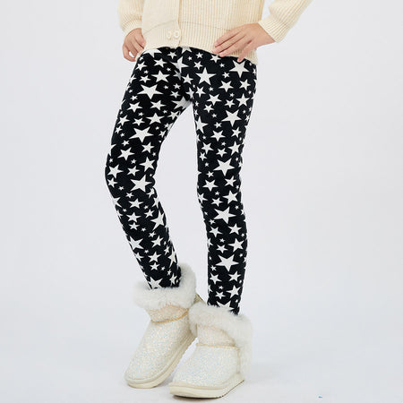 Girls' Autumn And Winter Thermal Base Medium And Large Printed Velvet - ANIBEY