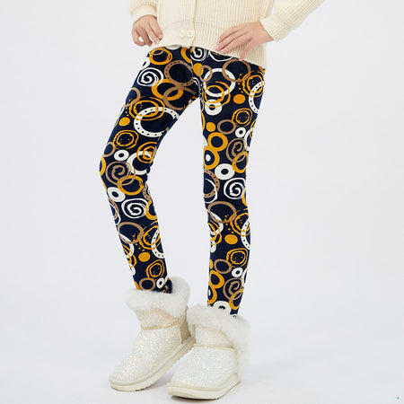 Girls' Autumn And Winter Thermal Base Medium And Large Printed Velvet - ANIBEY