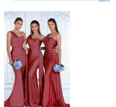 Plus Size Fat MM Mermaid One Shoulder Elegant Wedding Dress - ANIBEY