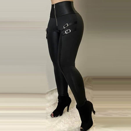 Lugentolo High Waist Skinny Trousers Women Streetwear Fall - ANIBEY