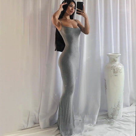 Women's Shapewear Dress Jumpsuit Tummy Tuck Lift Corset Open Crotch Suspender Tight Long Skirt Chest Pad Bodysuit Dress - ANIBEY