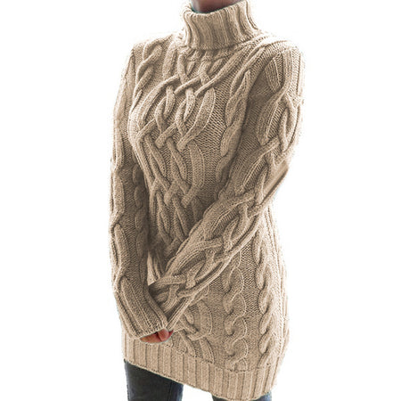 Women's Sweater Dress Autumn Winter Thick Double Lapels Long Sweater - ANIBEY