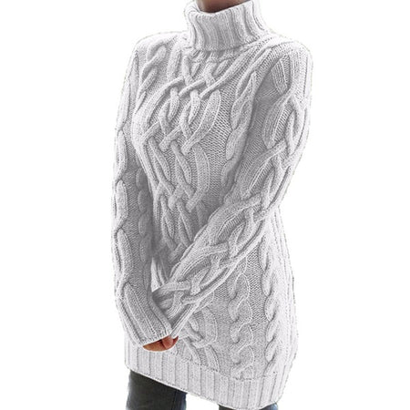 Women's Sweater Dress Autumn Winter Thick Double Lapels Long Sweater - ANIBEY