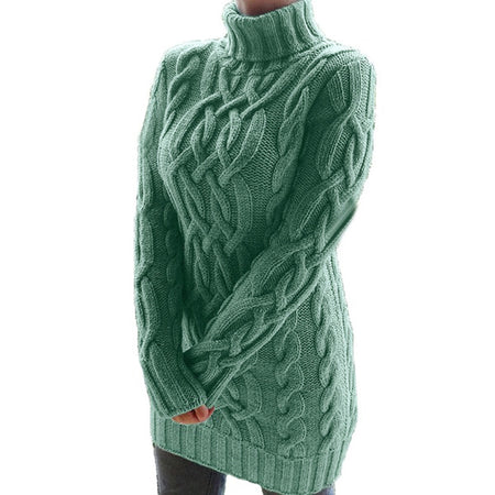 Women's Sweater Dress Autumn Winter Thick Double Lapels Long Sweater - ANIBEY