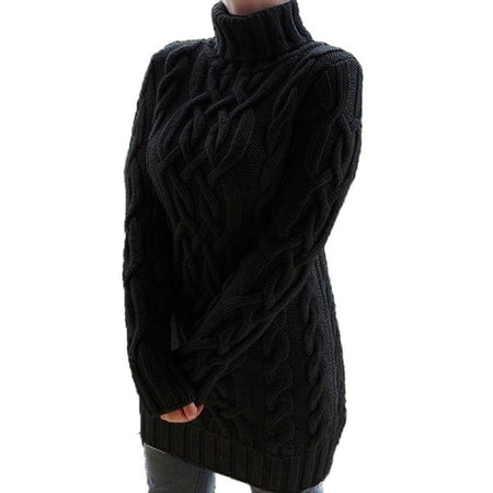 Women's Sweater Dress Autumn Winter Thick Double Lapels Long Sweater - ANIBEY