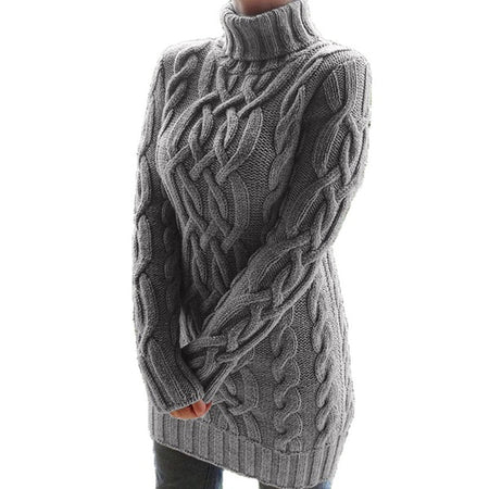 Women's Sweater Dress Autumn Winter Thick Double Lapels Long Sweater - ANIBEY