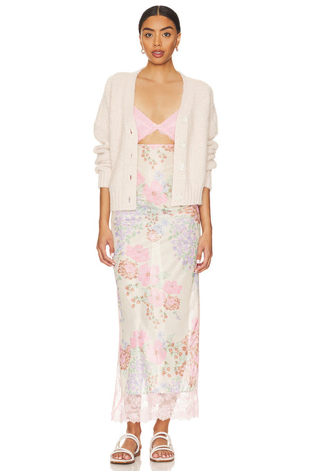 Gentle Lace Shoulder Strap Stitching Slit Length Dress - ANIBEY