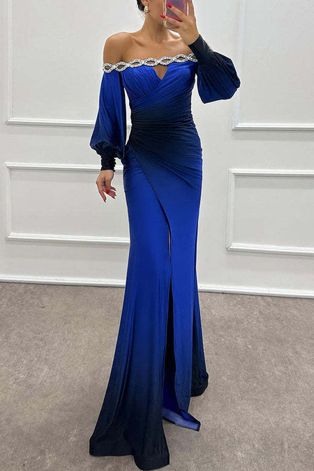 European And American Style Contrast Color Rendering Slim Waist Dress - ANIBEY