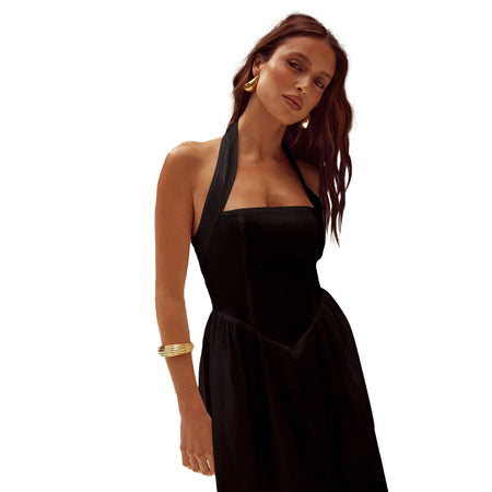 Temperament Wide Camisole Halter Backless Dress - ANIBEY