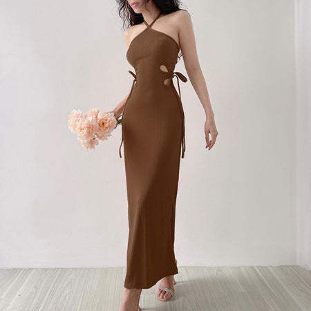 Elegant Women's Clothing Halter Cut-out Dress - ANIBEY