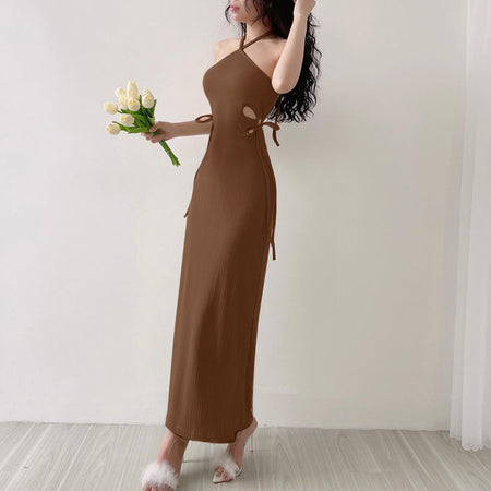 Elegant Women's Clothing Halter Cut-out Dress - ANIBEY
