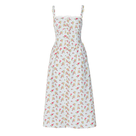 High Waist Temperament Floral Dress Female Button - ANIBEY