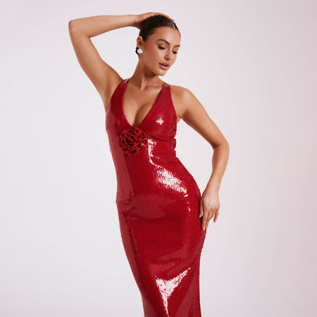 Hollow Backless Party Sequins Split Dress - ANIBEY