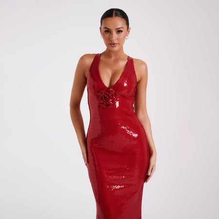 Hollow Backless Party Sequins Split Dress - ANIBEY
