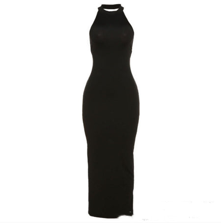 Neck Sexy Backless Slit Bag Hip Dress - ANIBEY