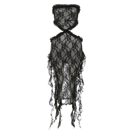 Off-shoulder Slim Fit Backless Fringed Sheath Dress - ANIBEY