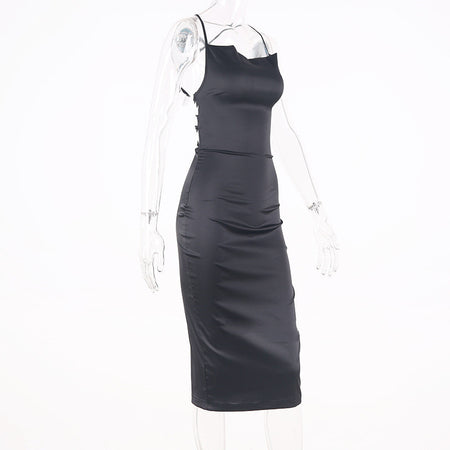 Sexy Sling Halter Lace-Up Tight-Fitting Hip Skirt - ANIBEY